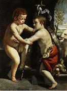 CAGNACCI, Guido Baptist as children oil painting reproduction